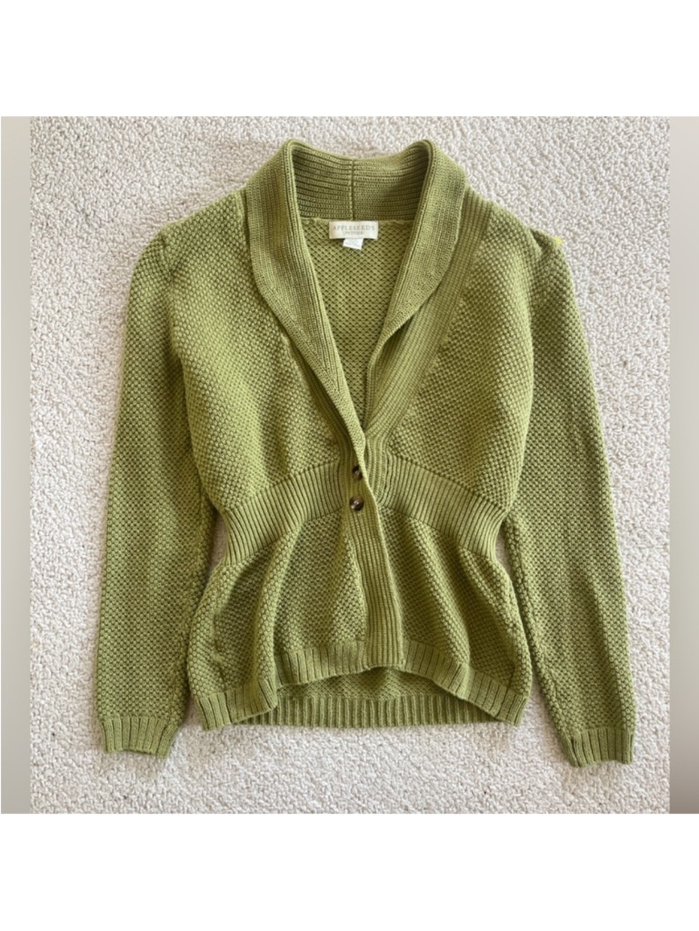 Appleseed's Olive Cardigan Cottagecore Cotton preppy Sweater size SP
